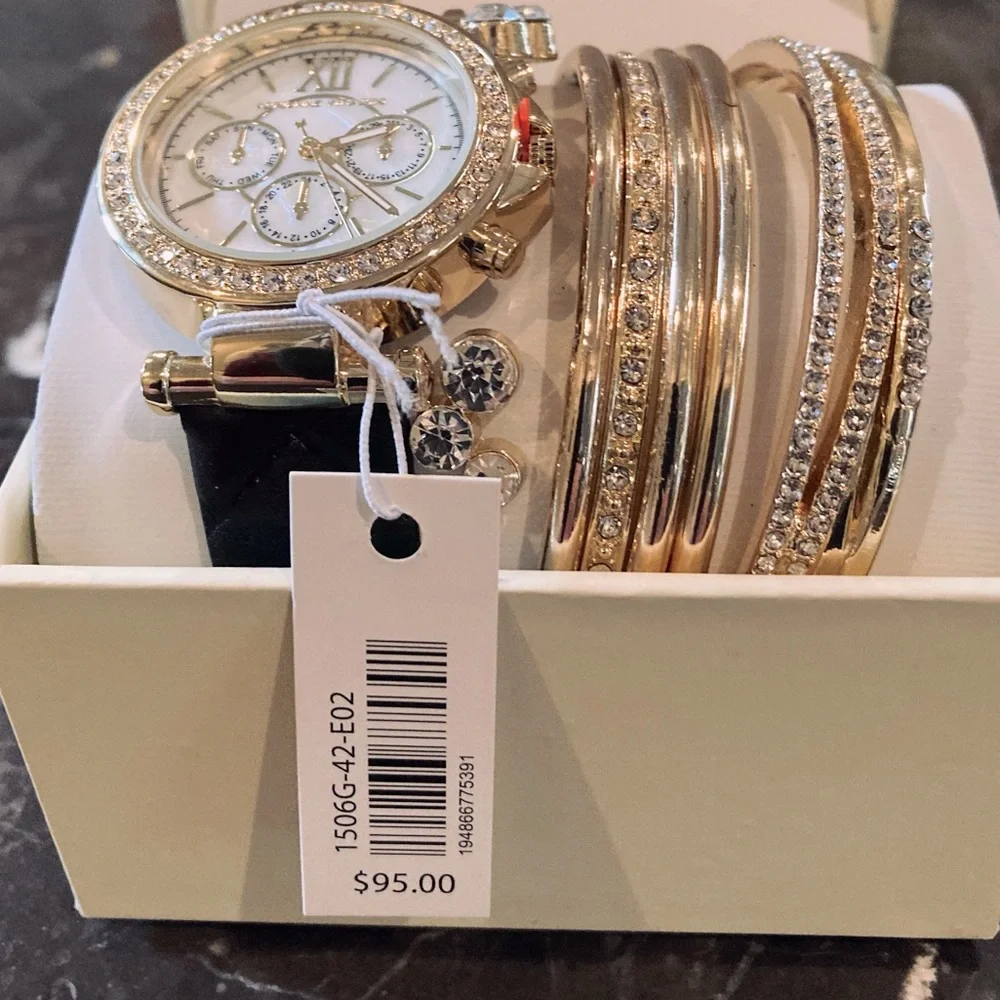 Adrienne Vittadini Analog & Rhinestone Bangles